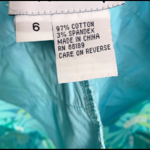 Lily Pulitzer Women’s Teal Light Blue Floral Capri Pants Size 6 - Picture 3 of 8